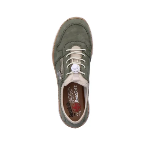 Rieker Antistress Damen Slipper Memosoft Decksohle Schnellschnürung grün S13 N42G0-52