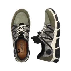 Rieker Antistress Damen Schlupfschuh Slipper sportlich Schnellschnürung grün S13 L0657-54