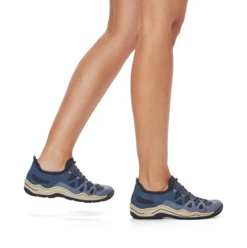 Rieker Antistress Damen Slipper sportlich herausnehmbarer Decksohle blau S13 L0546-14