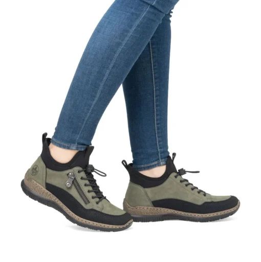 Rieker Antistress Damen Slipper High  Schnellschnürung grün S24 N32G3-54