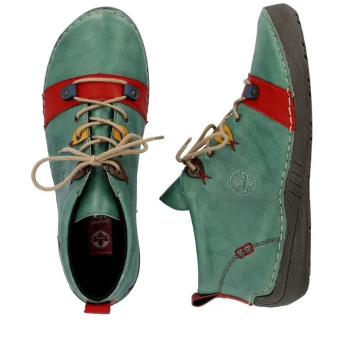 Rieker Antistress Damen Schnürschuh mehrfarbige Ösen grün S23  52507-52