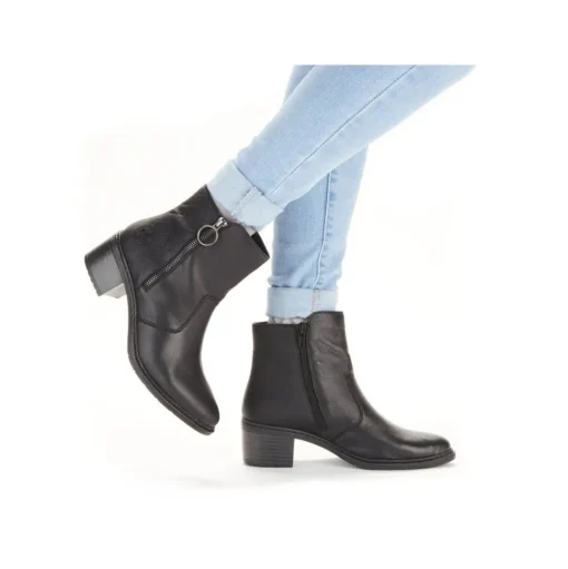 Rieker Antistress Damen Stiefelette Leder komfortweite schwarz S23  70150-00