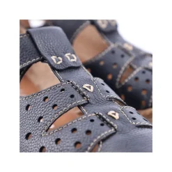 Rieker Antistress Damen Slipper Lochmuster Leder Klettverschluss blau S13 54555-14