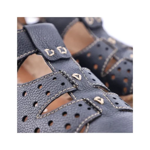 Rieker Antistress Damen Slipper Lochmuster Leder Klettverschluss blau S13 54555-14