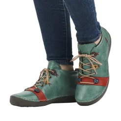 Rieker Antistress Damen Schnürschuh mehrfarbige Ösen grün S23  52507-52