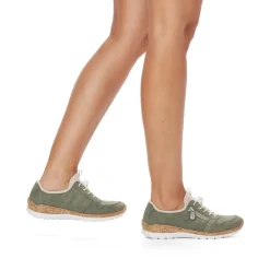 Rieker Antistress Damen Slipper Memosoft Decksohle Schnellschnürung grün S13 N42G0-52
