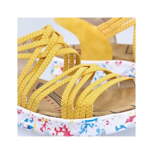 Rieker Antistress Damen Trekkingsandale ultraleicht  Gummibänder gelb S13 67898-68
