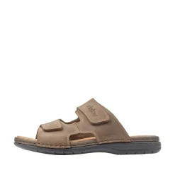 Rieker Antistress Herren Pantolette Klettverschluss Leder braun S12  25592-25