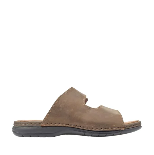 Rieker Antistress Herren Pantolette Klettverschluss Leder braun S12  25592-25