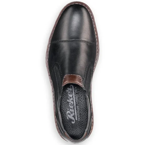 Rieker Antistress Herren Slipper Leder klassisch schwarz S13 17659-00