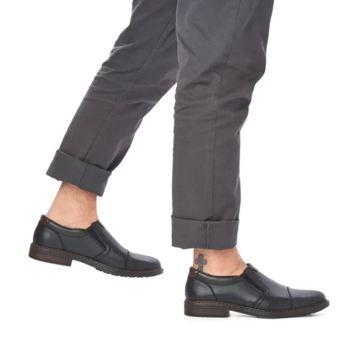 Rieker Antistress Herren Slipper Leder klassisch schwarz S13 17659-00