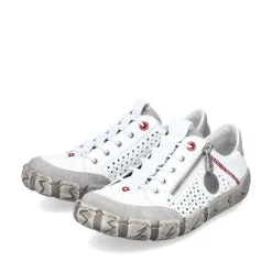Rieker Antistress sportlicher Damen Slipper Reißverschluss Leder Lochmuster weiß S13 L0355-80
