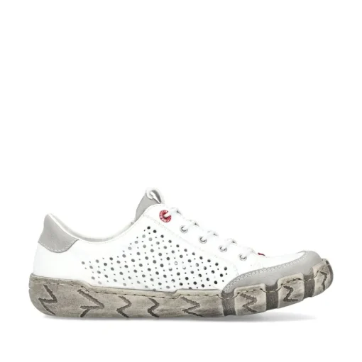 Rieker Antistress sportlicher Damen Slipper Reißverschluss Leder Lochmuster weiß S13 L0355-80