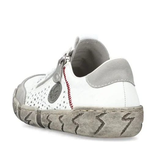 Rieker Antistress sportlicher Damen Slipper Reißverschluss Leder Lochmuster weiß S13 L0355-80