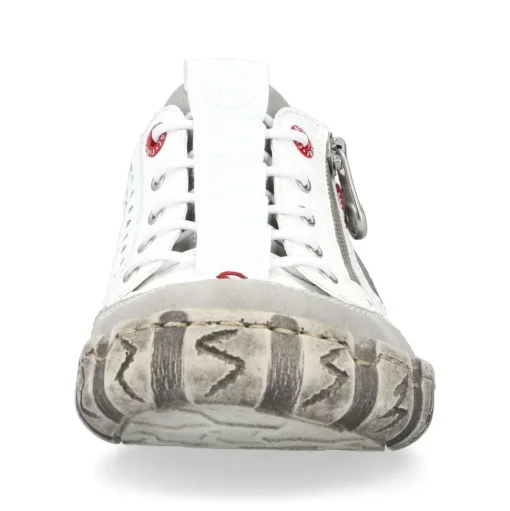 Rieker Antistress sportlicher Damen Slipper Reißverschluss Leder Lochmuster weiß S13 L0355-80