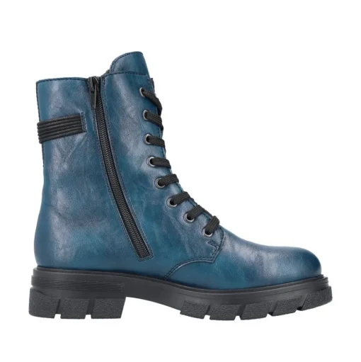 Rieker Damen Biker- Boots Schnürboots TEX- Membran Warmfutter Zierkordel blau S23 Z9124-12