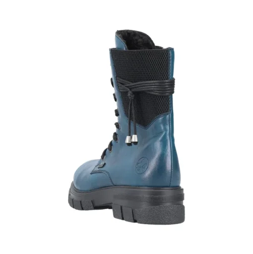 Rieker Damen Biker- Boots Schnürboots TEX- Membran Warmfutter Zierkordel blau S23 Z9124-12