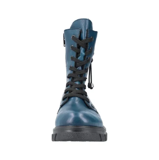 Rieker Damen Biker- Boots Schnürboots TEX- Membran Warmfutter Zierkordel blau S23 Z9124-12