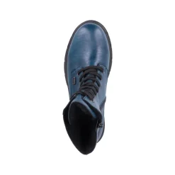 Rieker Damen Biker- Boots Schnürboots TEX- Membran Warmfutter Zierkordel blau S23 Z9124-12