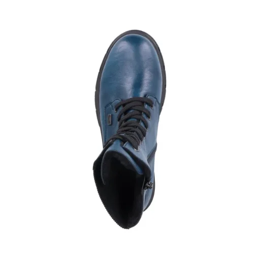 Rieker Damen Biker- Boots Schnürboots TEX- Membran Warmfutter Zierkordel blau S23 Z9124-12