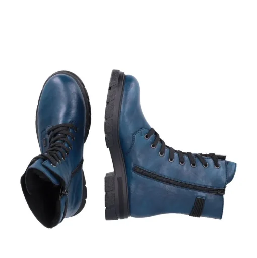 Rieker Damen Biker- Boots Schnürboots TEX- Membran Warmfutter Zierkordel blau S23 Z9124-12