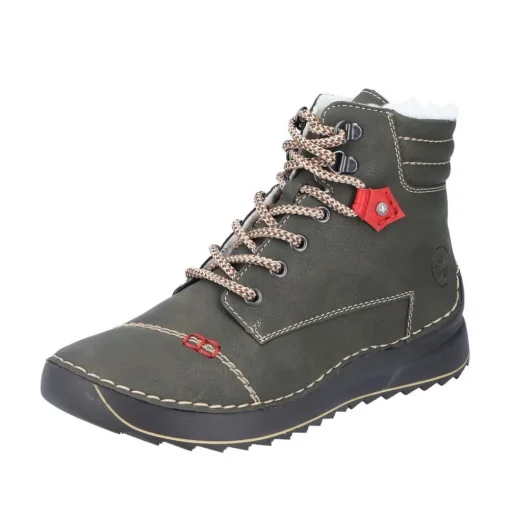 Rieker Damen Schnürboots Schnürstiefel Warmfutter grün S23 51545-54