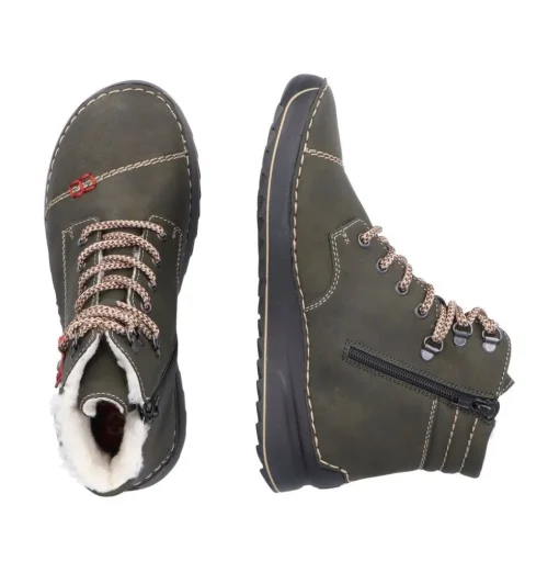 Rieker Damen Schnürboots Schnürstiefel Warmfutter grün S23 51545-54