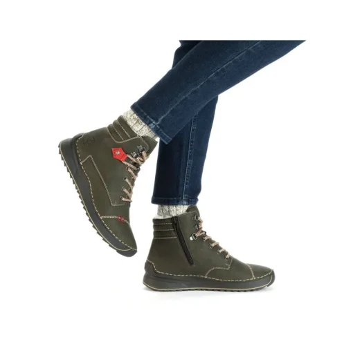 Rieker Damen Schnürboots Schnürstiefel Warmfutter grün S23 51545-54