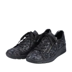 Rieker Damen Schnürschuhe schwarz-metallic S23 N3302-90
