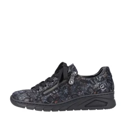 Rieker Damen Schnürschuhe schwarz-metallic S23 N3302-90