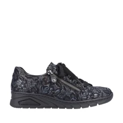Rieker Damen Schnürschuhe schwarz-metallic S23 N3302-90