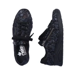 Rieker Damen Schnürschuhe schwarz-metallic S23 N3302-90