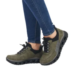 Rieker Damen Slipper Schnellschnürung grün S23 M6058-54