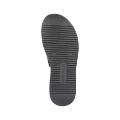 Rieker EVOLUTION Damen Pantolette dekorative Schnalle Sohle Korkoptik Leder schwarz S13 W0803-00