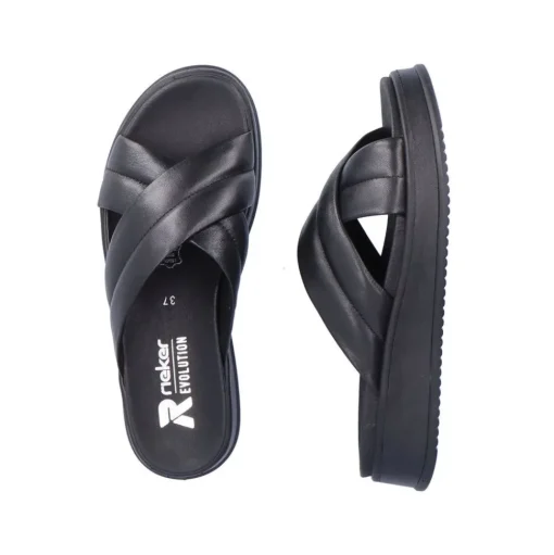 Rieker EVOLUTION Damen Pantolette Leder schwarz S13  W0802-00
