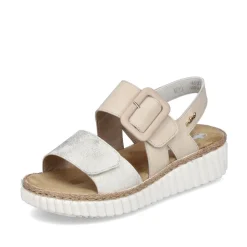 Rieker Keilsandalette H -Weite extra weit beige- silber S14 69260-60