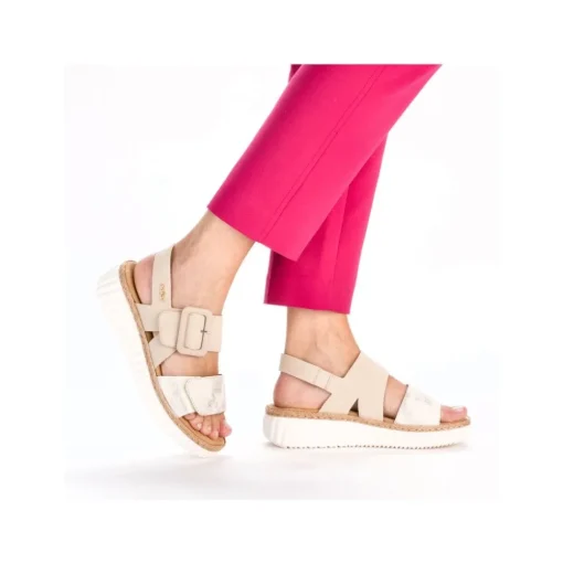 Rieker Keilsandalette H -Weite extra weit beige- silber S14 69260-60