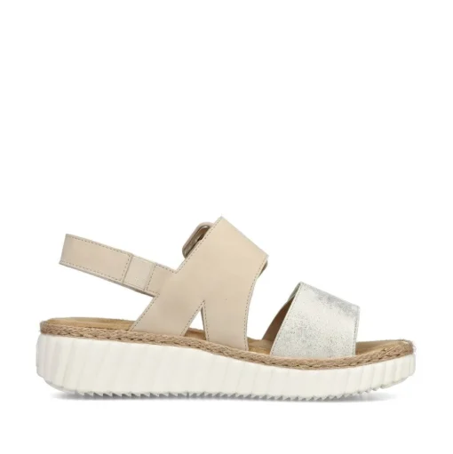 Rieker Keilsandalette H -Weite extra weit beige- silber S14 69260-60
