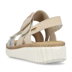 Rieker Keilsandalette H -Weite extra weit beige- silber S14 69260-60