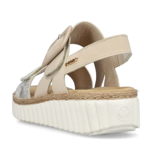 Rieker Keilsandalette H -Weite extra weit beige- silber S14 69260-60