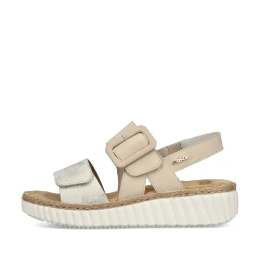 Rieker Keilsandalette H -Weite extra weit beige- silber S14 69260-60