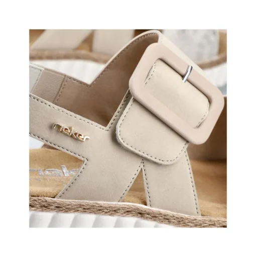 Rieker Keilsandalette H -Weite extra weit beige- silber S14 69260-60