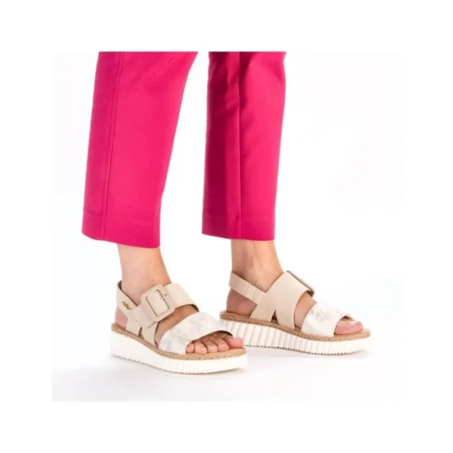 Rieker Keilsandalette H -Weite extra weit beige- silber S14 69260-60
