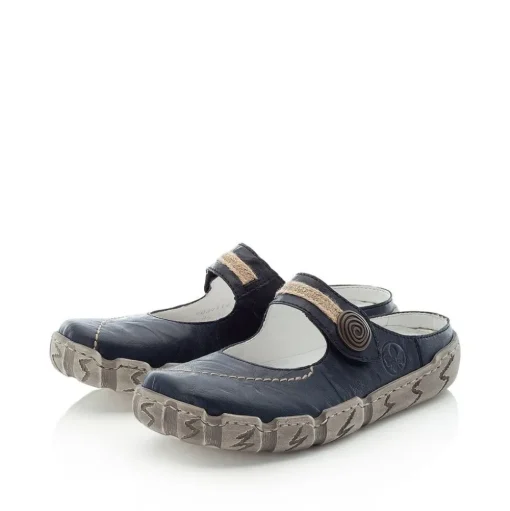 Rieker Pantolette Clogs Leder Antistress blau L0391-14