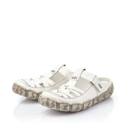 Rieker Pantolette Clogs Leder Antistress Klettverschluss weiß L0396-80