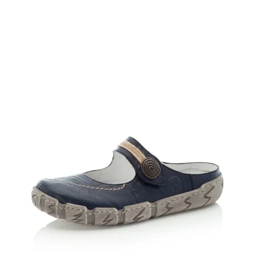 Rieker Pantolette Clogs Leder Antistress blau L0391-14