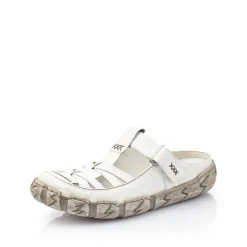 Rieker Pantolette Clogs Leder Antistress Klettverschluss weiß L0396-80