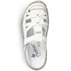 Rieker Pantolette Clogs Leder Antistress Klettverschluss weiß L0396-80