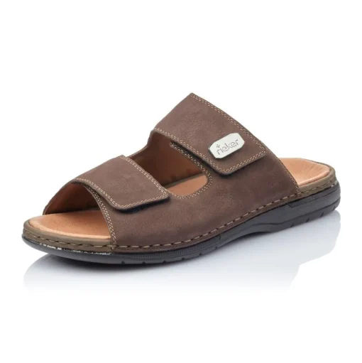 Rieker Pantolette Klettverschluss Leder braun 25590-25