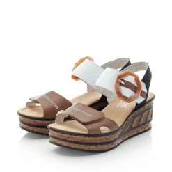 Rieker Sandale Keil Plateau Antistress Klettverschluss Antistress beige  68176-64